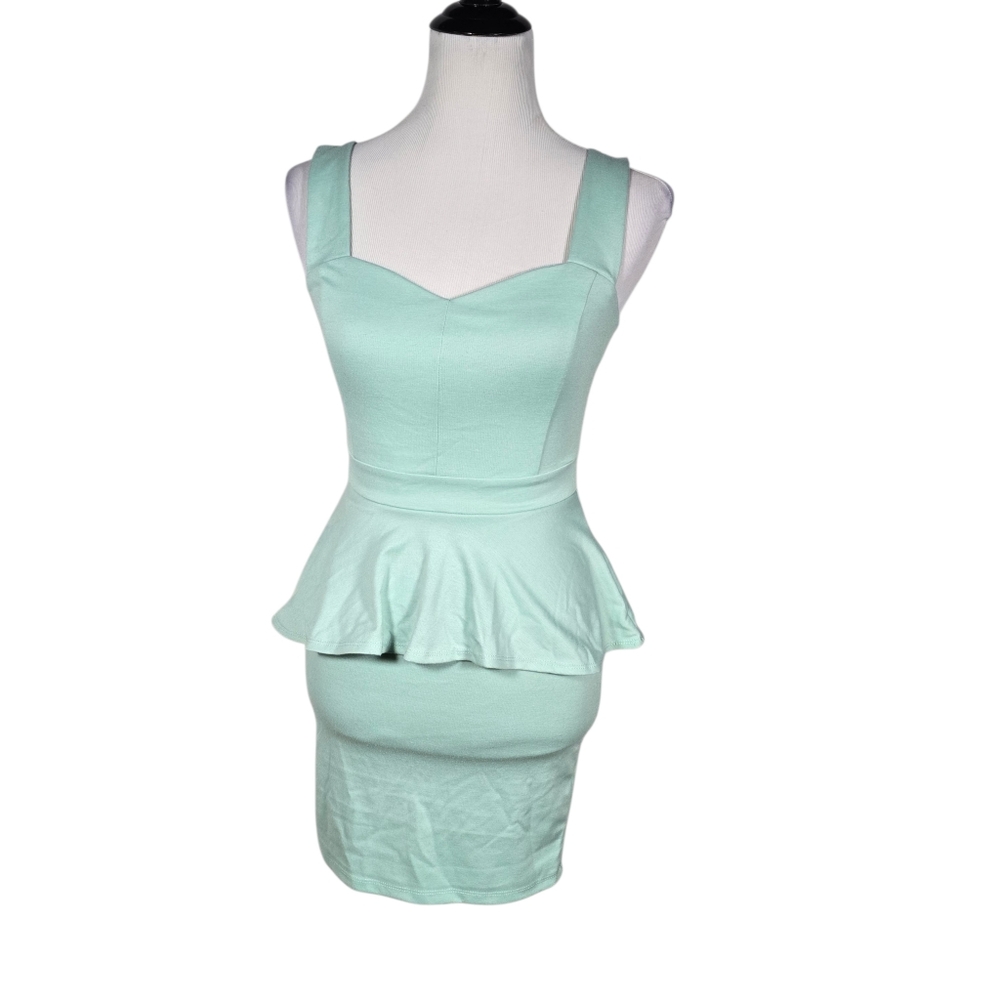 Charlotte Russe Small Light Green Seafoam Peplum Bodycon Mini Dress